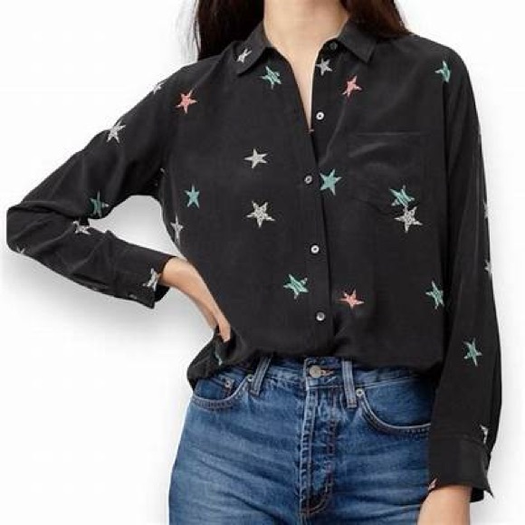 Rails kate animal stars Silk Black Star Pattern button down - rails xs - Picture 1 of 15